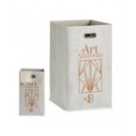 Cestino Multiuso Berilo Art Nouveau Bianco Dorato Cartone 60 L 35 x 57 x 35 cm Pieghevole
