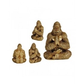 Statua Decorativa Gorilla Yoga Dorato 16 x 27,5 x 22 cm