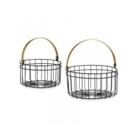 Cestino Nero Dorato Metallo 25 x 27 x 25 cm (2 pcs)
