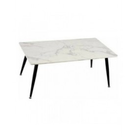 Tavolino da Caffè Bianco Nero Marmo Metallo Melammina Legno MDF 60 x 110 x 45 cm