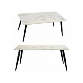 Tavolino da Caffè Bianco Nero Marmo Metallo Melammina Legno MDF 60 x 110 x 45 cm
