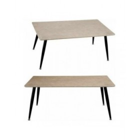 Tavolino da Caffè Bianco Nero Pietra Metallo Melammina Legno MDF