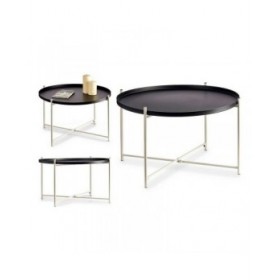 Tavolo aggiuntivo Nero Bianco Metallo (76,5 x 46 x 76,5 cm)