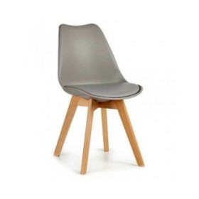 Sedia da Sala da Pranzo Grigio Marrone Chiaro Legno Plastica (48 x 43 x 82 cm)