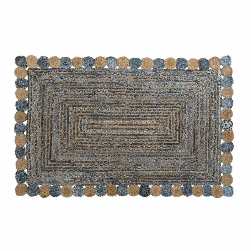 Tappeto DKD Home Decor Azzurro Cotone Multicolore Indiano Iuta 160 x 230 x 1 cm