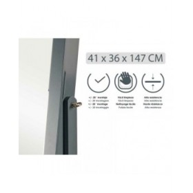 Specchio Portagioie Verticale Cristallo Grigio Stoffa Legno MDF (36 x 140 x 36,5 cm)