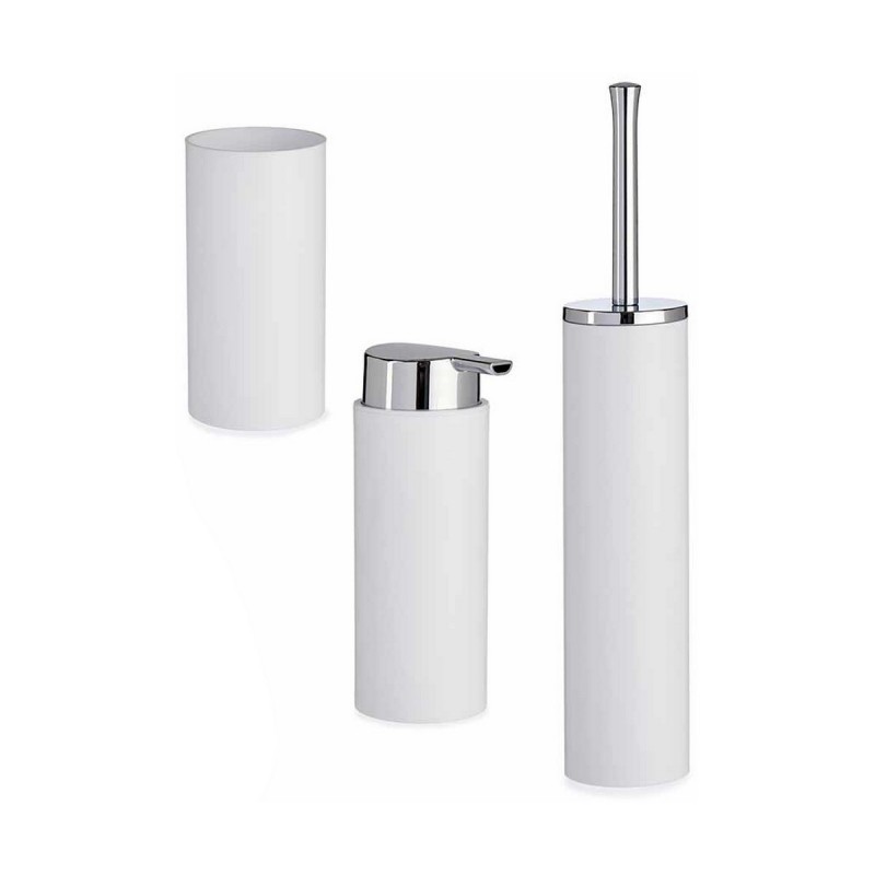 Set da Bagno Berilo B6274 S3-3 Bianco Argentato Plastica