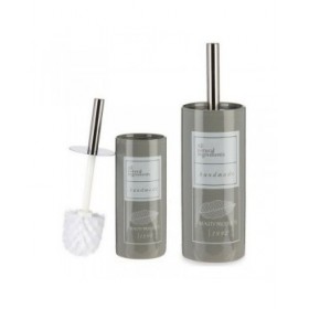 Scopino per il Bagno Berilo Natural Bianco Grigio Argentato Ceramica 9,6 x 32 x 9,6 cm