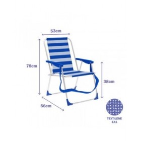 Marbueno Sedia Pieghevole Alluminio Righe Blu e Bianco Spiaggia e Piscina 53X56X78 cm 10312