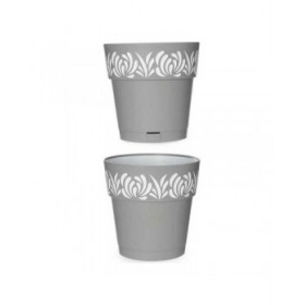Vaso Autoirrigante Stefanplast Gaia Grigio Bianco Plastica 25 x 25 x 25	 cm