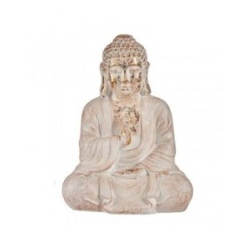 Statua Decorativa da Giardino Ibergarden CC20412 Bianco Dorato Poliresina 23,5 x 49 x 36 cm Buddha