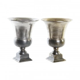 Vaso DKD Home Decor 24 x 24 x 31,5 cm Argentato Dorato Alluminio Moderno (2 Unità)
