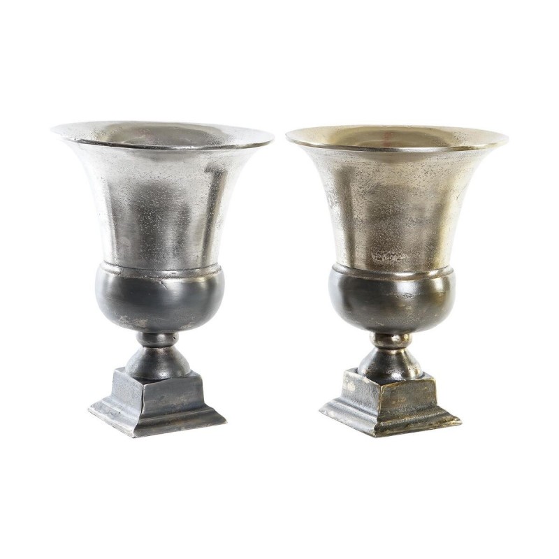 Vaso DKD Home Decor 24 x 24 x 31,5 cm Argentato Dorato Alluminio Moderno (2 Unità)