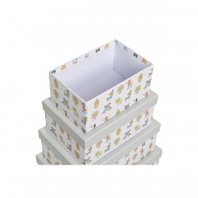 Set di Scatole per Sistemare Impilabili DKD Home Decor Grigio Animali Domestici Cartone (43,5 x 33,5 x 15,5 cm)