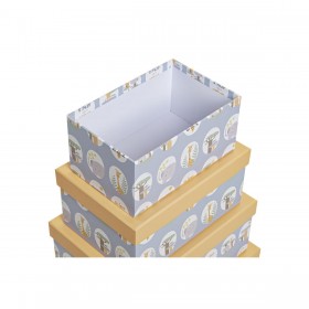 Set di Scatole per Sistemare Impilabili DKD Home Decor animali Azzurro Cartone (43,5 x 33,5 x 15,5 cm)