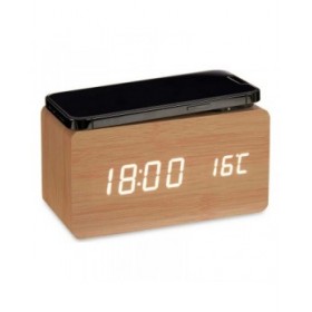 Orologio Digitale da Tavolo Marrone PVC Legno MDF (15 x 7,5 x 7 cm)