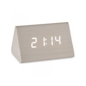 Orologio Digitale da Tavolo Bianco PVC Legno MDF (11,7 x 7,5 x 8 cm)