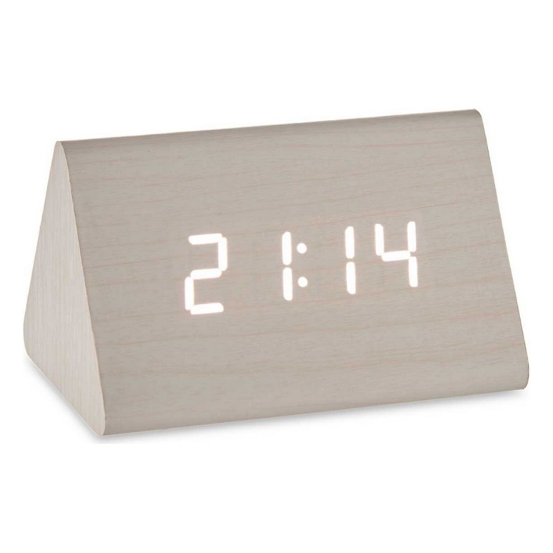 Orologio Digitale da Tavolo Bianco PVC Legno MDF (11,7 x 7,5 x 8 cm)