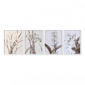 Quadro DKD Home Decor Cristallo Betulla 55 x 70 x 2,5 cm 55 x 2,5 x 70 cm Fiori (4 Pezzi)