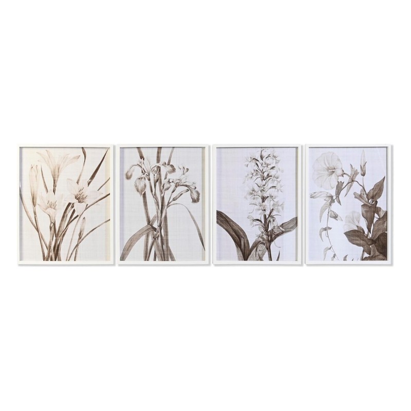 Quadro DKD Home Decor Cristallo Betulla 55 x 70 x 2,5 cm 55 x 2,5 x 70 cm Fiori (4 Pezzi)
