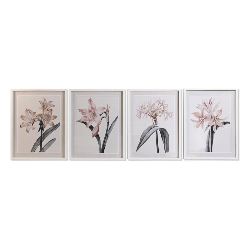 Quadro DKD Home Decor Cristallo Betulla 55 x 70 x 2,5 cm 55 x 2,5 x 70 cm Fiori (4 Pezzi)