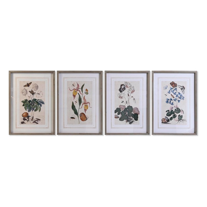 Quadro DKD Home Decor Abete Cristallo 50 x 65 x 2,5 cm 50 x 2,5 x 65 cm 50 x 2,5 x 70 cm Fiori (4 Pezzi)