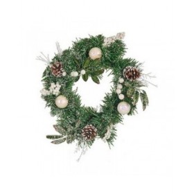 Ghirlanda di Natale Bianco Marrone Verde Plastica 30 x 12 x 30 cm
