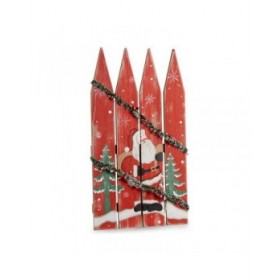 Insegna Babbo Natale Recinto 34,7 x 4 x 60 cm Rosso Bianco Verde Plastica Legno MDF