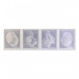 Quadro DKD Home Decor Cristallo Conchiglia 50 x 2 x 60 cm 50 x 60 x 2,5 cm (4 Pezzi)