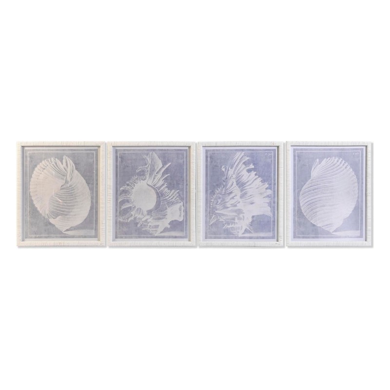 Quadro DKD Home Decor Cristallo Conchiglia 50 x 2 x 60 cm 50 x 60 x 2,5 cm (4 Pezzi)