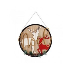 Insegna Noel Renna 29 x 1 x 29 cm Rosso Nero Metallo Bianco Legno MDF