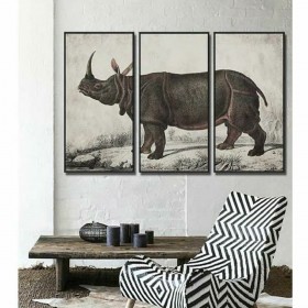 Quadro DKD Home Decor Coloniale Rinoceronte (180 x 4 x 120 cm)