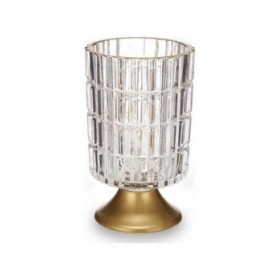 Torcia a LED Metallo Dorato Trasparente Vetro (10,7 x 18 x 10,7 cm)