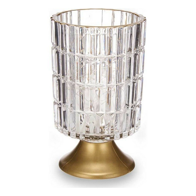 Torcia a LED Metallo Dorato Trasparente Vetro (10,7 x 18 x 10,7 cm)