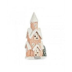 Statua Decorativa Casa Natale Luce LED Musica Rosa Bianco Verde Beige Magnesio 25 x 52 x 15 cm
