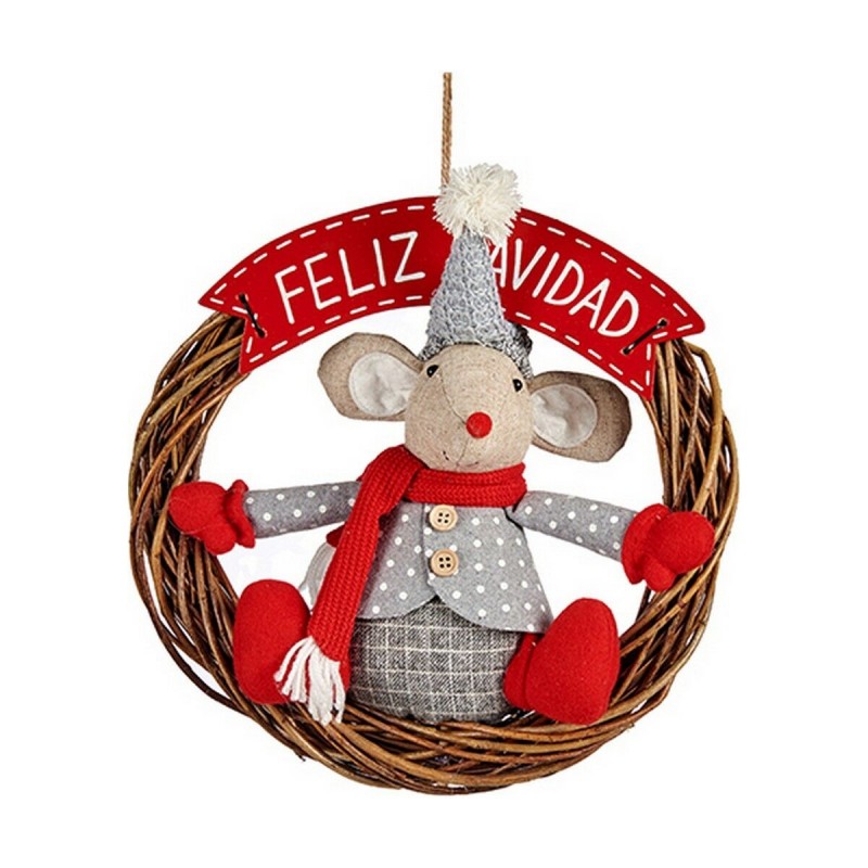 Decorazione Natalizia Krist+ FG03-RG1124B-R Bianco Rosso Grigio Crema Mouse 33 x 12 x 33 cm
