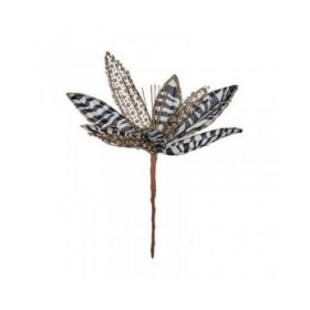 Fiore Decorativo Natale Nero Bianco Plastica 25 x 27 x 25 cm