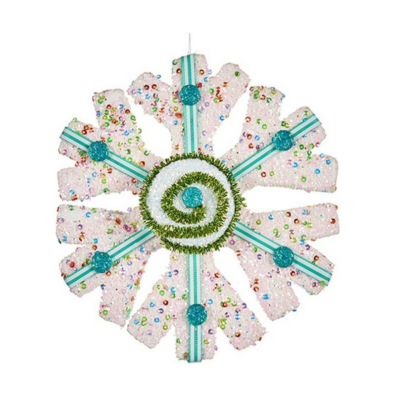Decorazione Natalizia Azzurro Fiocchi di neve 17 x 6 x 17 cm Bianco Verde