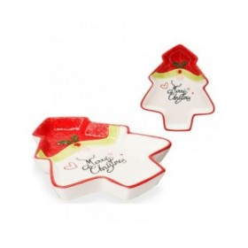 Centrotavola Albero di Natale Babbo Natale 19,6 x 3 x 23 cm Ceramica Rosso Bianco
