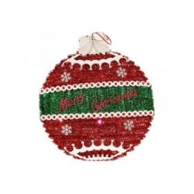 Palla di Natale Krist+ 19CH138-L Bianco Rosso Argentato polipropilene Plastica Luce LED