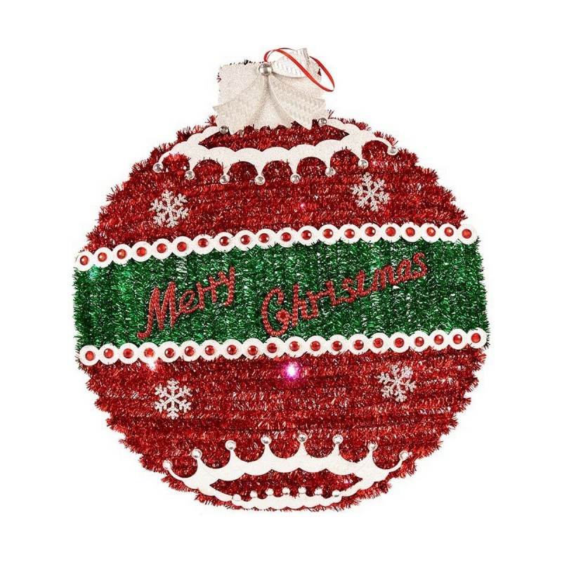 Palla di Natale Krist+ 19CH138-L Bianco Rosso Argentato polipropilene Plastica Luce LED