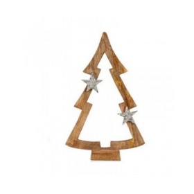 Albero di Natale Marrone Sagoma 7,5 x 58,5 x 37 cm Argentato Legno