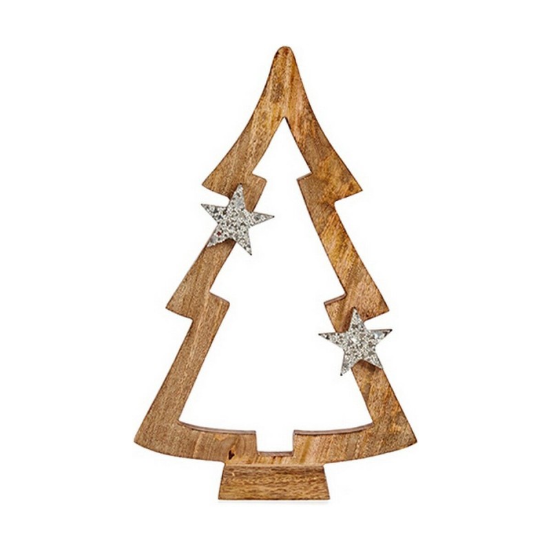 Albero di Natale Marrone Sagoma 7 x 50 x 32 cm Argentato Legno