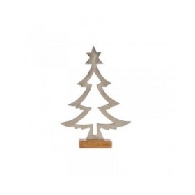 Albero di Natale Sagoma 5 x 29 x 20,5 cm Argentato Legno