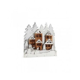 Statua Decorativa Bianco Marrone Legno Paese 44 x 44,7 x 6 cm Natale