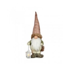 Statua Decorativa Luce Lanterna Folletto 17 x 63 x 24,5 cm Rosa Bianco Verde Resina