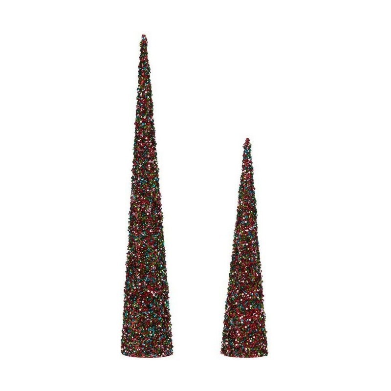 Decorazione Natale Coni Paillettes Azzurro Fucsia Plastica