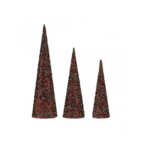 Decorazione Coni Natale Paillettes 3 Pezzi Azzurro Fucsia