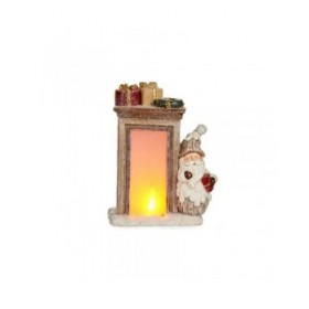 Statua Decorativa Babbo Natale Luce LED 20 x 45 x 32 cm Ceramica Marrone Bianco