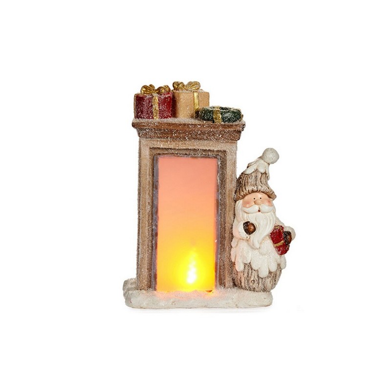 Statua Decorativa Babbo Natale Luce LED 20 x 45 x 32 cm Ceramica Marrone Bianco
